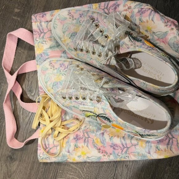 Super CUTE Superga x LoveShackFancy embroidered sneakers with ribbon laces🌴☀️ - Picture 6 of 9